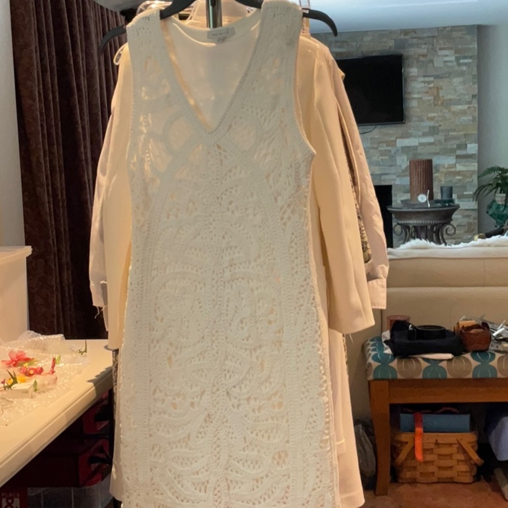 Skies Are Blue Cream Lace Mini Dress